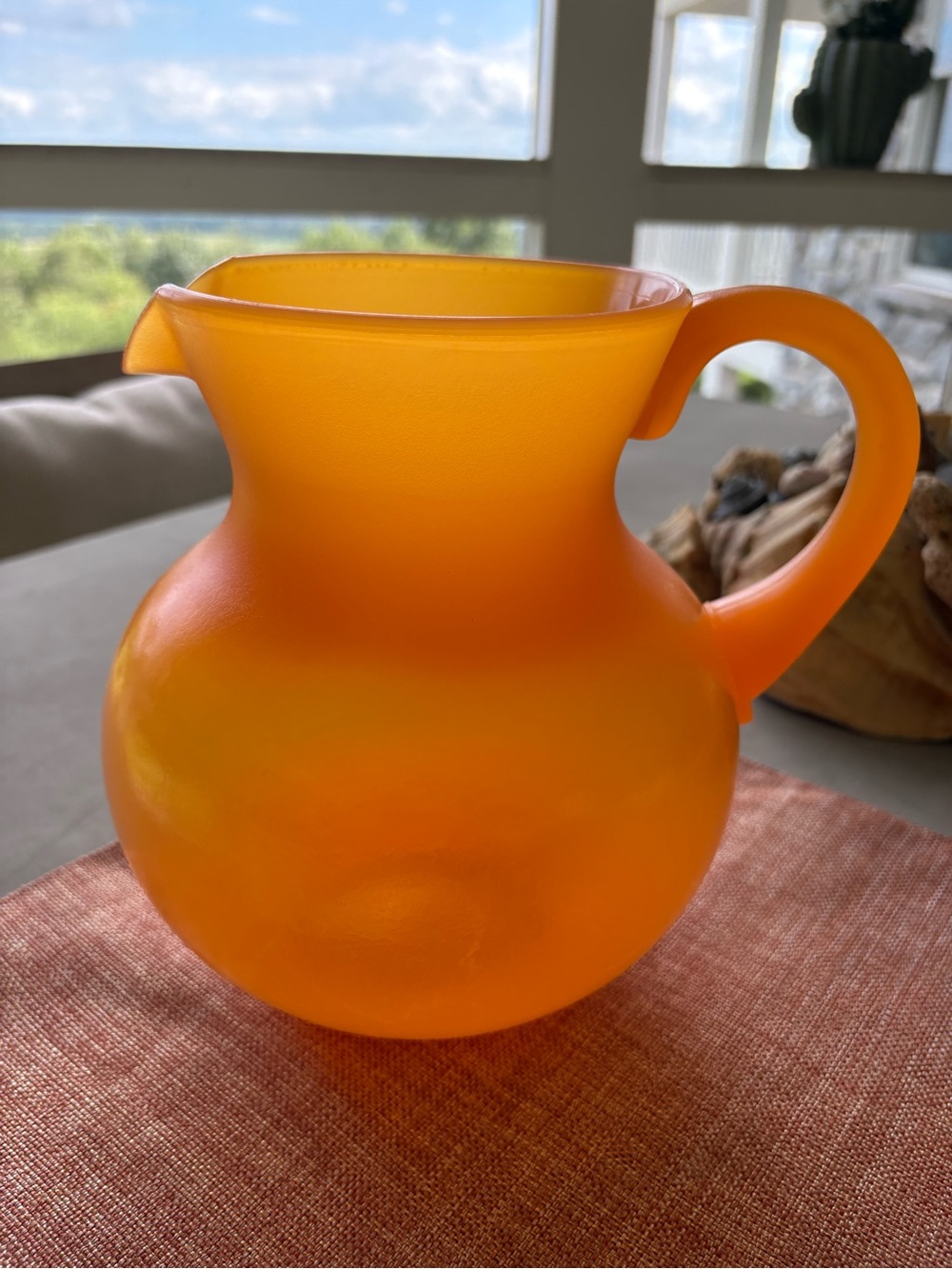 Vibrant Orange Matte plastic Pitcher - very good clean condition